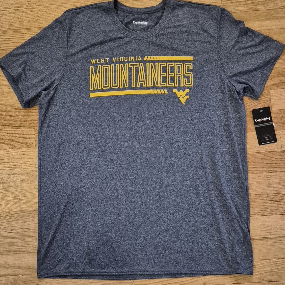 NEW West Virginia Mountaineers Men's XL Dri-fit SS Heathered Navy Shirt